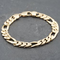 Second Hand 9ct Yellow Gold 3+1 9 Inch Figaro Chain Bracelet 41081255
