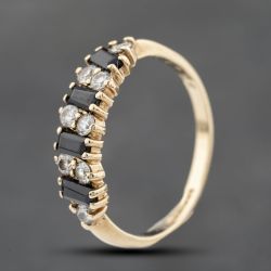 Second Hand 9ct Yellow Gold Sapphire & Cubic Zirconia Half Eternity Ring 41103810