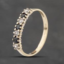 Second Hand 9ct Yellow Gold Sapphire & Cubic Zirconia Half Eternity Ring 41103874