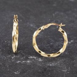 Second Hand Yellow Gold 24mm Twist Hoop Earrings 41173607
