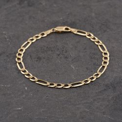 Second Hand 9ct Yellow Gold 3+1 7.5 Inch Figaro Chain Bracelet 41281664