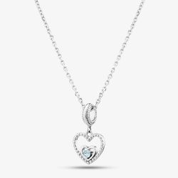 Rosa Lea March Birthstone Heart Dangle Charm Necklace