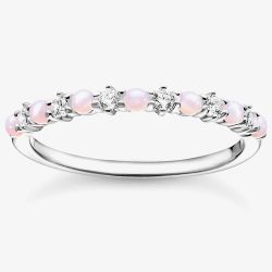 THOMAS SABO Sterling Silver Pink Opal-Imitation Cubic Zirconia Stacking Ring TR2343-166-7