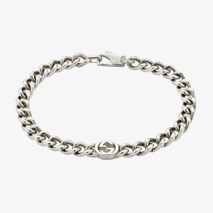 Gucci YBA84373600101 Interlocking Sterling Silver Bracelet
