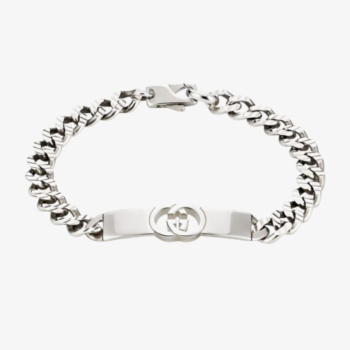 Gucci YBA853978 Interlocking Sterling Silver Chain Bracelet