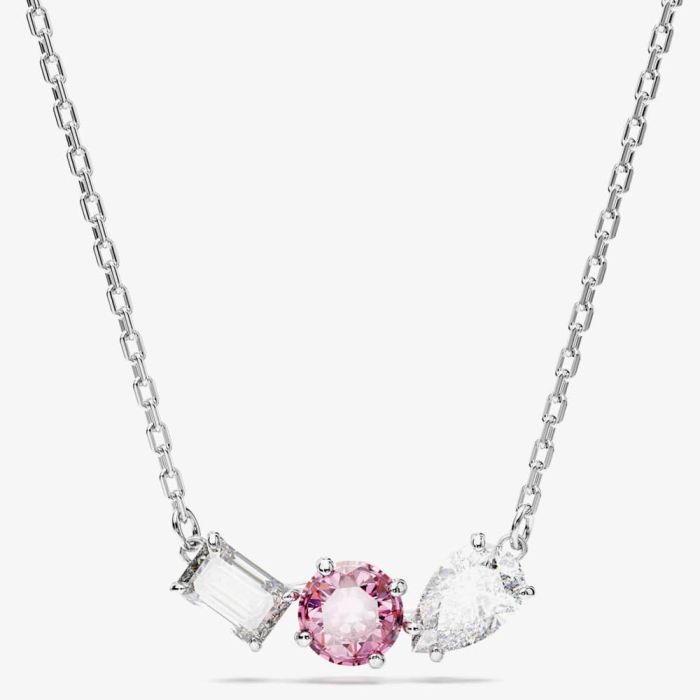 Swarovski 5668275 Mesmera Pink Mixed Cuts Rhodium Plated Necklace