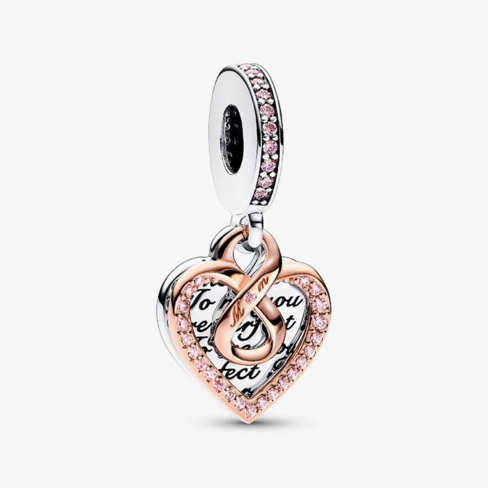 PANDORA 782641C01 Two Tone Cubic Zirconia Infinity Heart Dangle