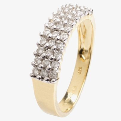 18ct Gold Three Row Diamond Ring 18DR112-2C, view 1