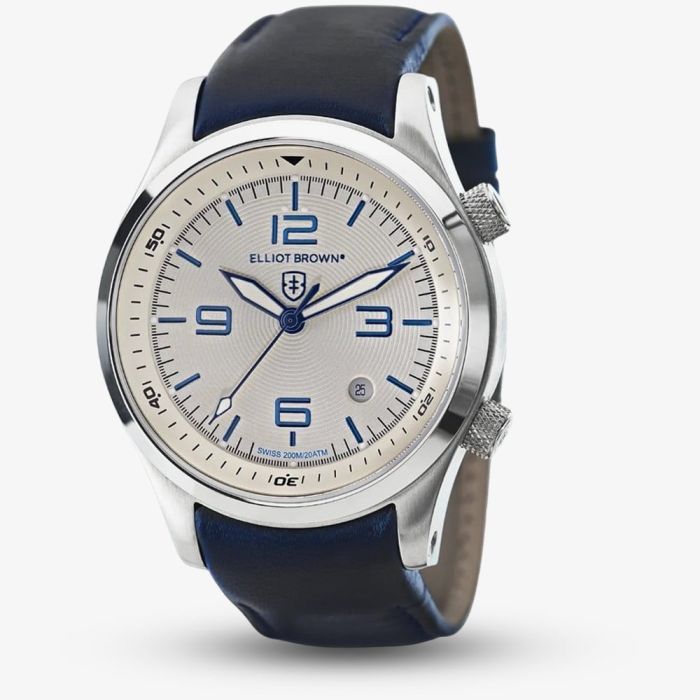 Elliot Brown Canford Dark Blue Leather Strap Watch 202-001-L06, view 1