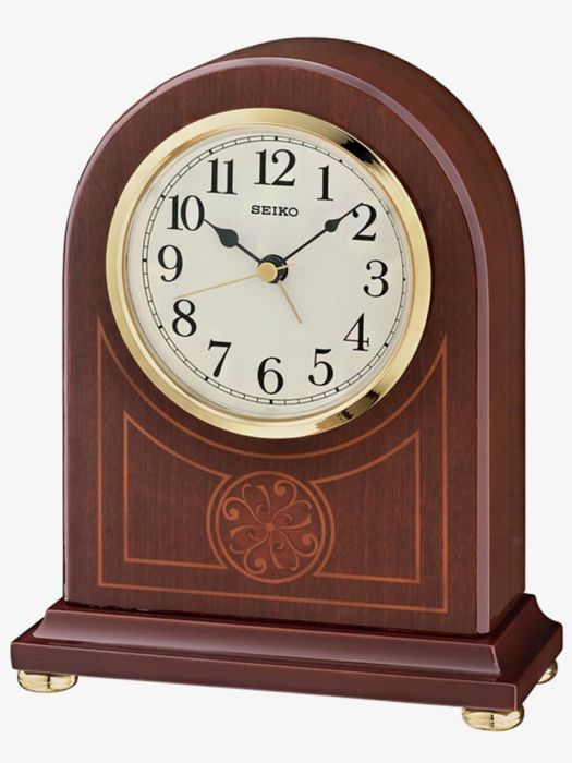Seiko Clocks QXE057B Brown Alder Wooden Mantel Clock - thbaker.co.uk