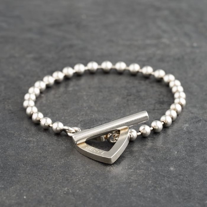 Second Hand Silver Gucci Heart And T-Bar 6 Inch Ball Chain