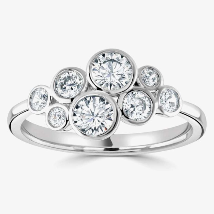 18ct White Gold 0.87ct Diamond Rubover Cluster Ring RL78(0.87CT), view 1
