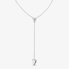 UNOde50 Cupido Sterling Silver Two Hearts Y Shaped Adjustable Necklace COL1884MTL0000U