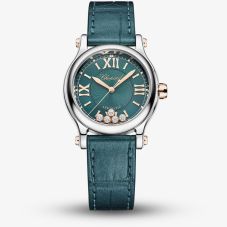 Chopard Ladies Happy Sport Teal Leather Strap Watch 278573-3030