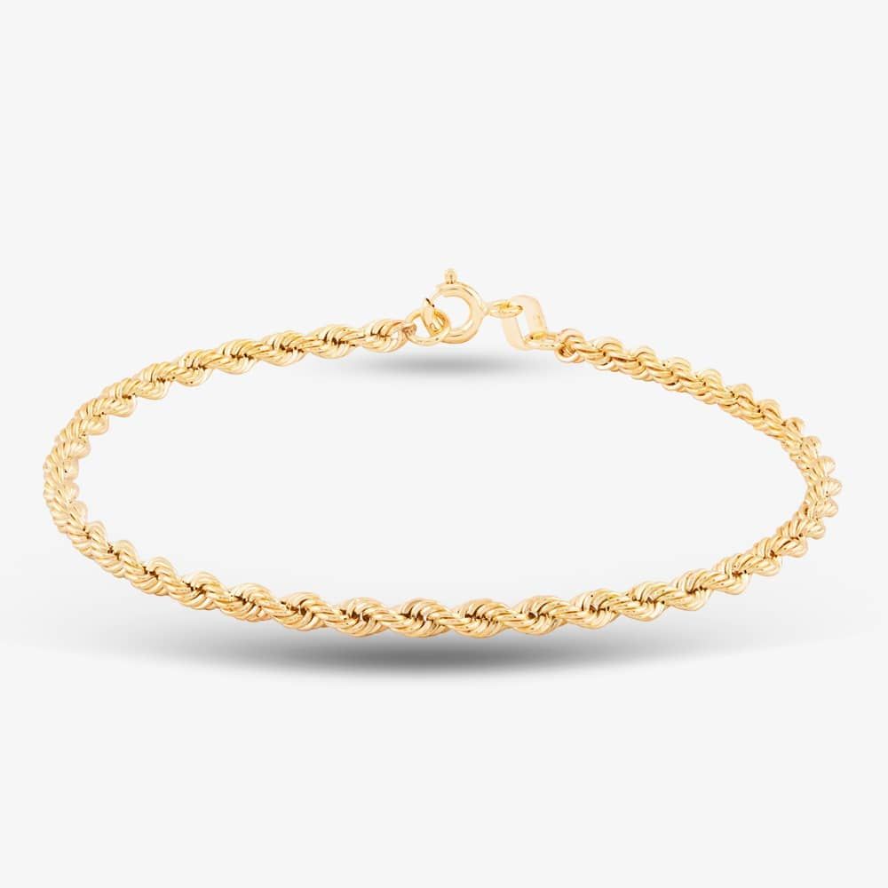 9ct Yellow Gold 7 Inch Rope Chain Bracelet - thbaker.co.uk