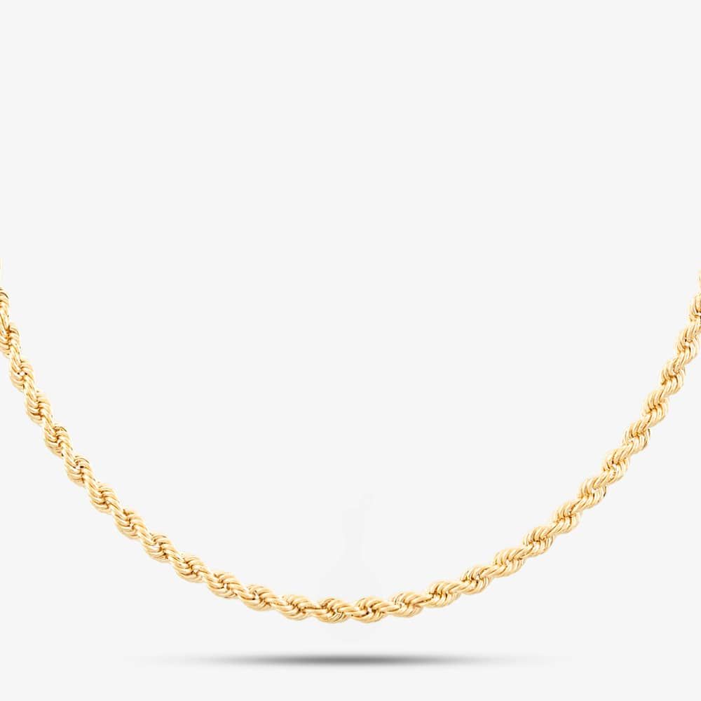 9ct Yellow Gold 18 Inch Rope Chain Necklace - thbaker.co.uk
