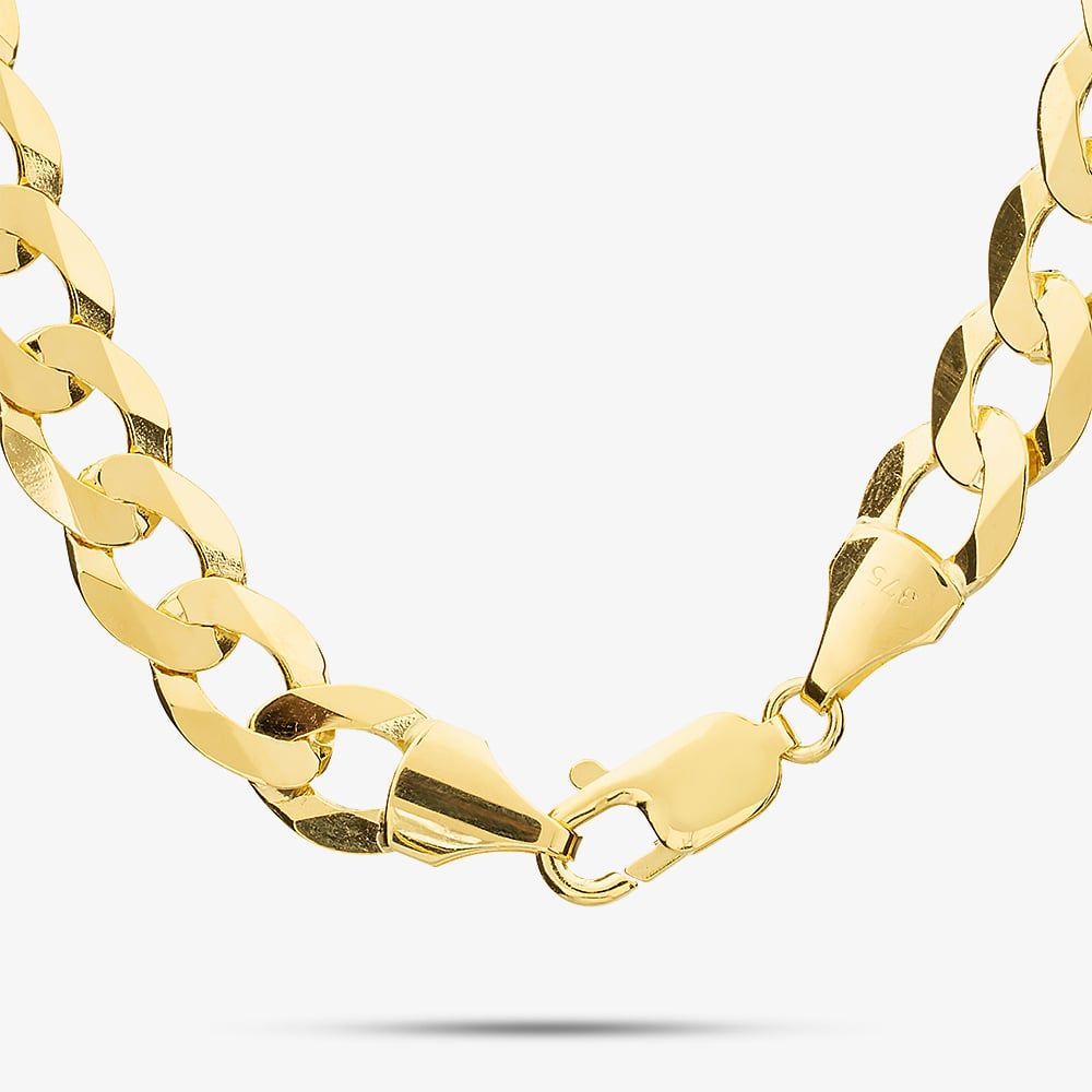 9ct Yellow Gold 24 Inch Flat Curb Chain Necklace FF100-24 - thbaker.co.uk