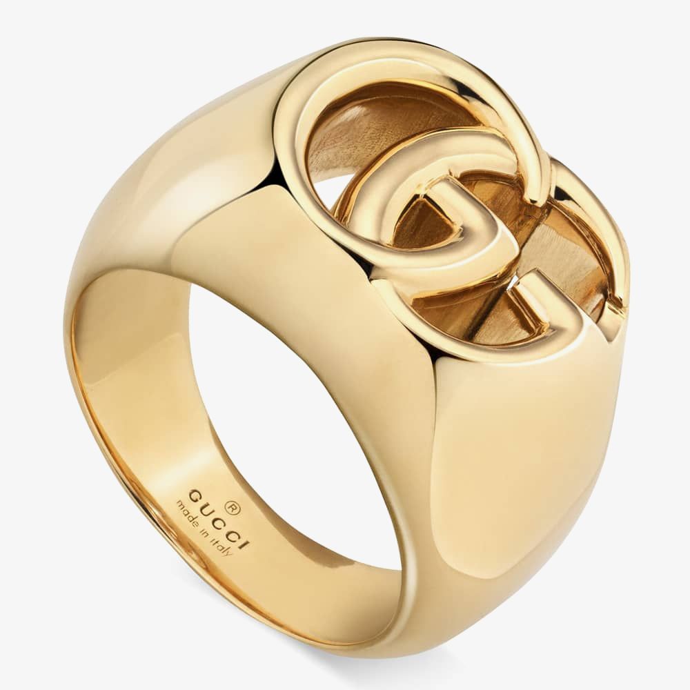 GUCCI GGリング ゴールド Gucci YBC525727001 GG Running 18ct Gold Thick Ring - thbaker.co.uk