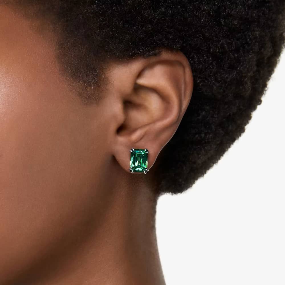 Swarovski 5677142 Matrix Green Rectangular Cut Stud Earrings - thbaker ...
