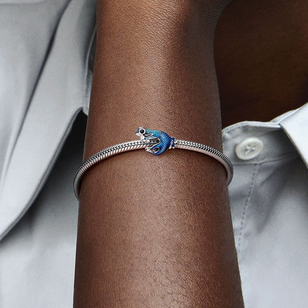 PANDORA 792701C01 Silver Metallic Blue Gecko Charm - thbaker.co.uk