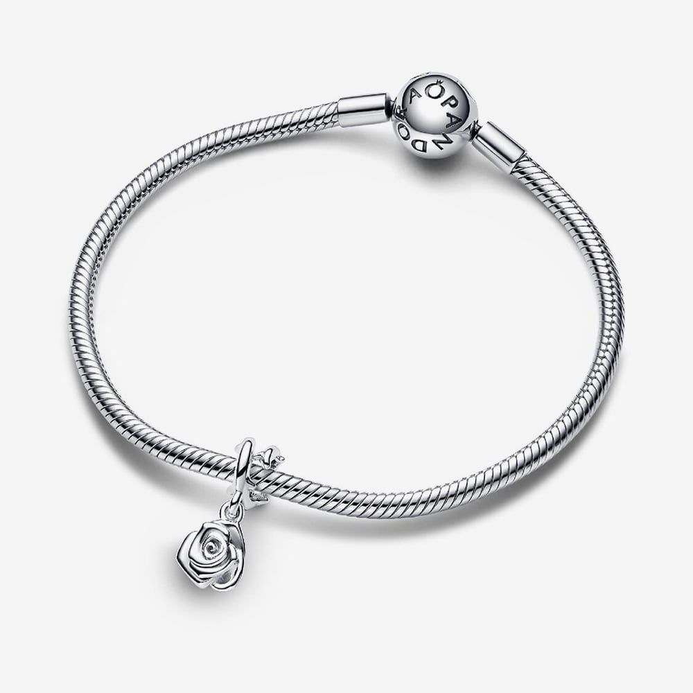 PANDORA 793213C00 Silver Rose In Bloom Dangle Charm - thbaker.co.uk