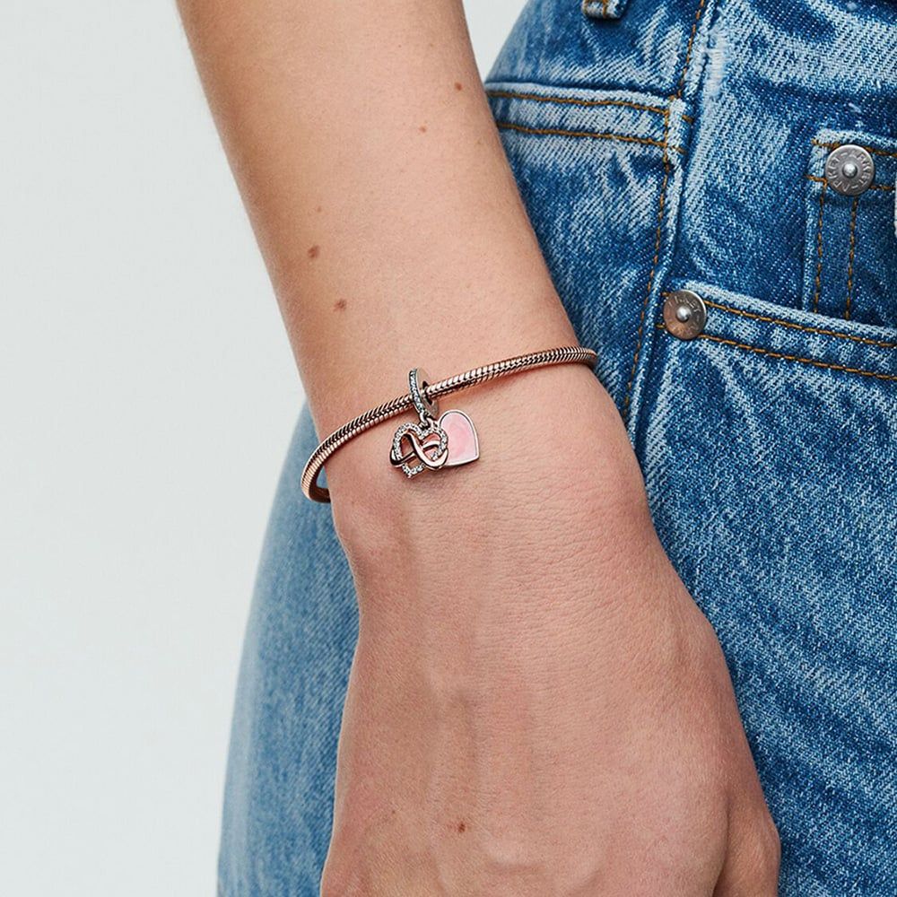 PANDORA 788878C01 Two Tone Cubic Zirconia Infinity Heart Charm