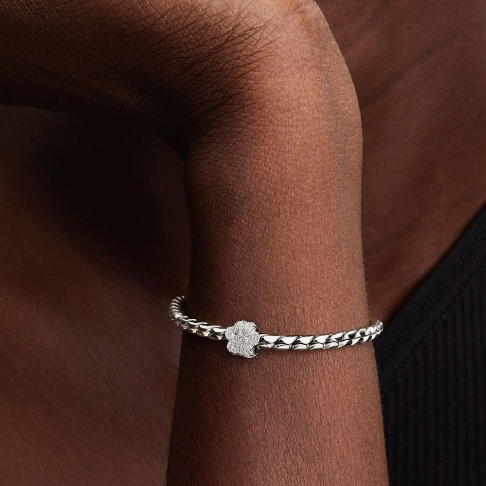PANDORA 794043C00 Sterling Silver Textured Paw Print Charm - thbaker.co.uk