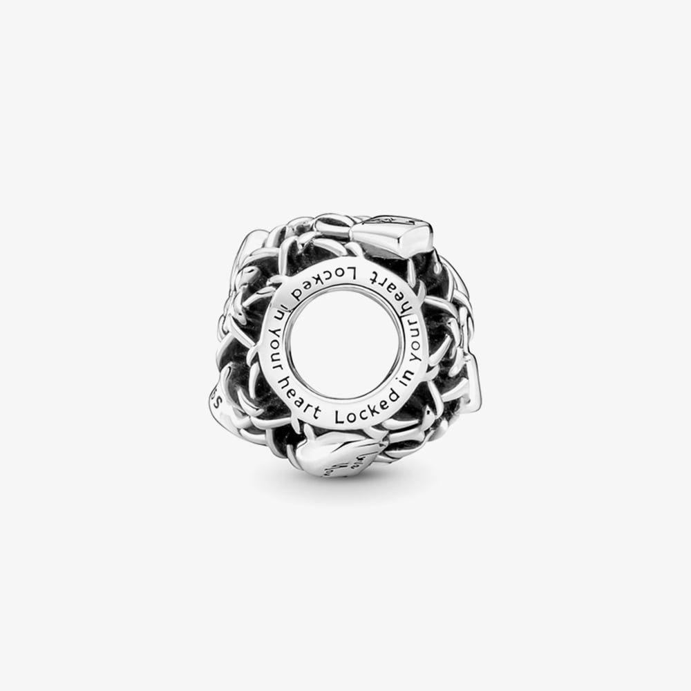PANDORA 790071C00 Sterling Silver Openwork Wire Heart Padlock Charm ...