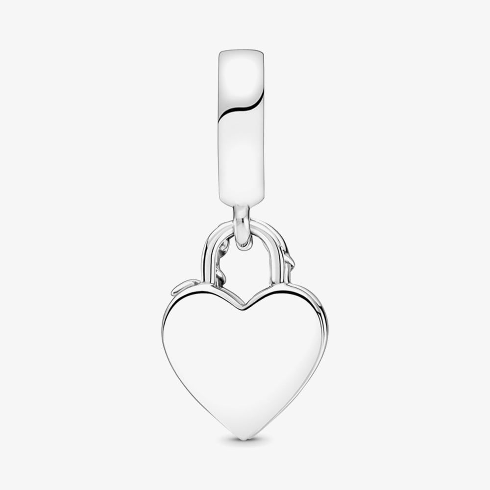PANDORA 790086C00 Sterling Silver Heart Rose Double Dangle Charm ...