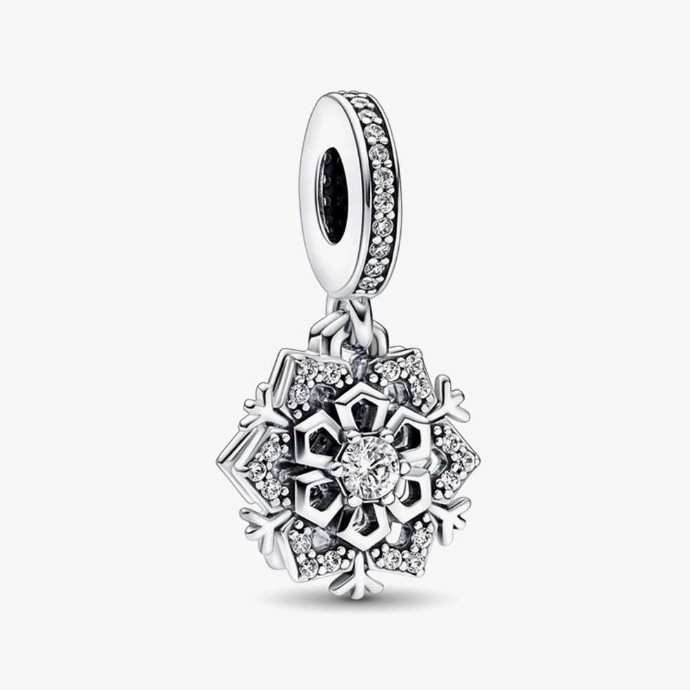 PANDORA 792355C01 Sparkling Snowflake Double Dangle Charm - thbaker.co.uk
