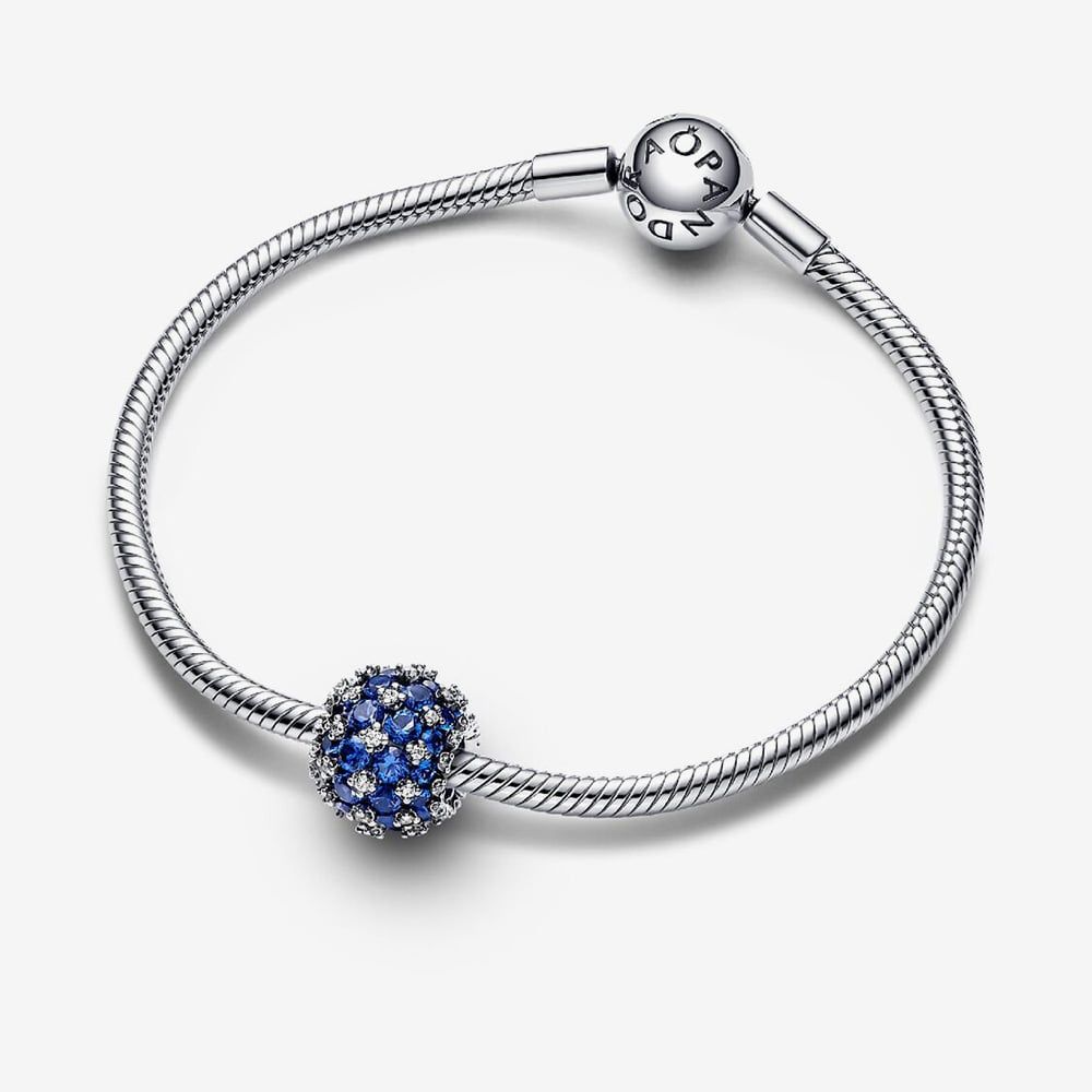 PANDORA 792630C02 Sparkling Pave Round Blue Charm - thbaker.co.uk