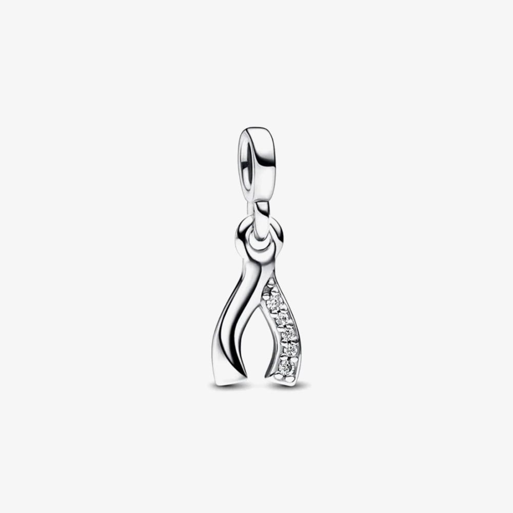 Sterling Silver Crown Charm With Clear Cubic Zirconia - European Style Dangle Bead For Bracelets