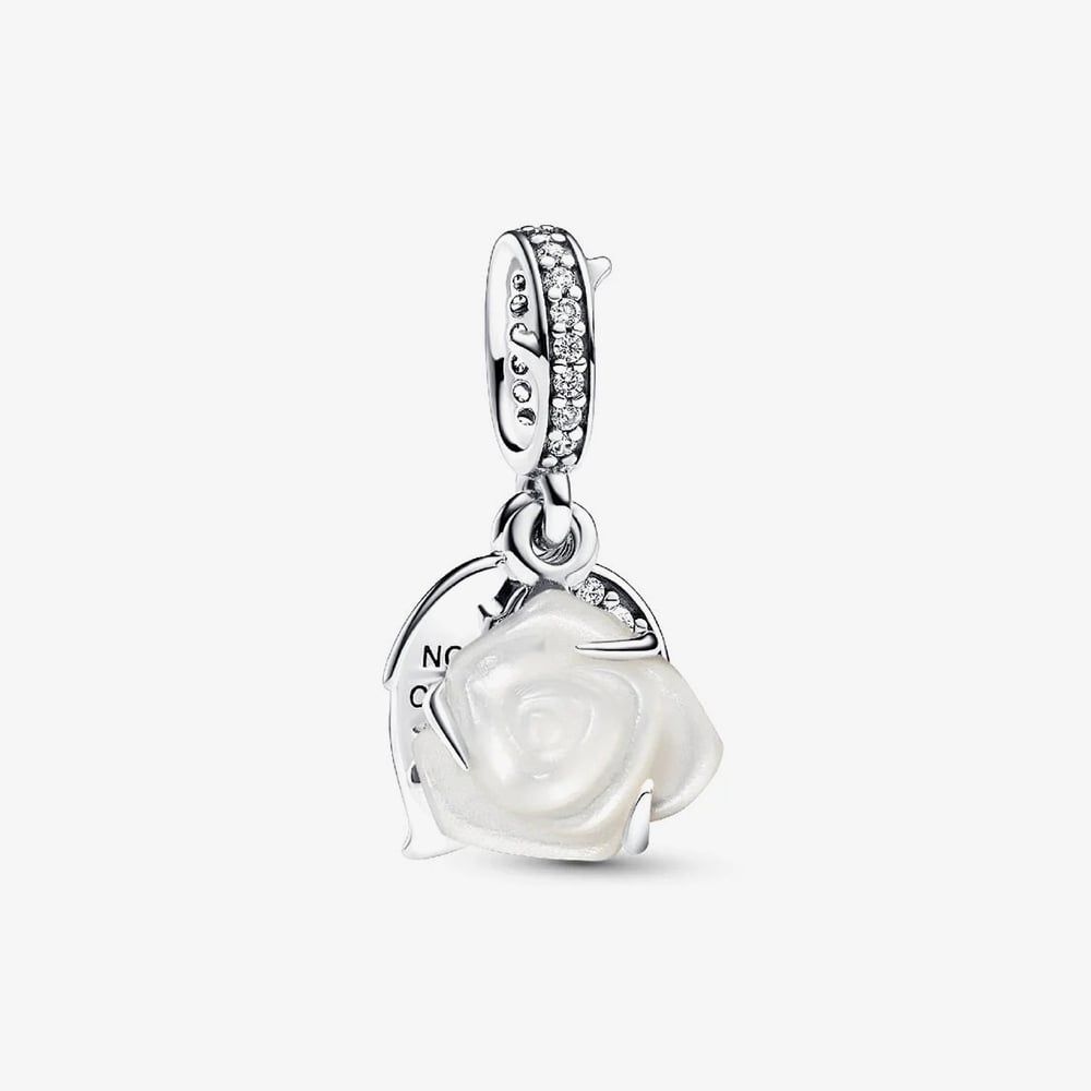 PANDORA 793200C01 Sterling Silver Cubic Zirconia White Rose In Bloom ...