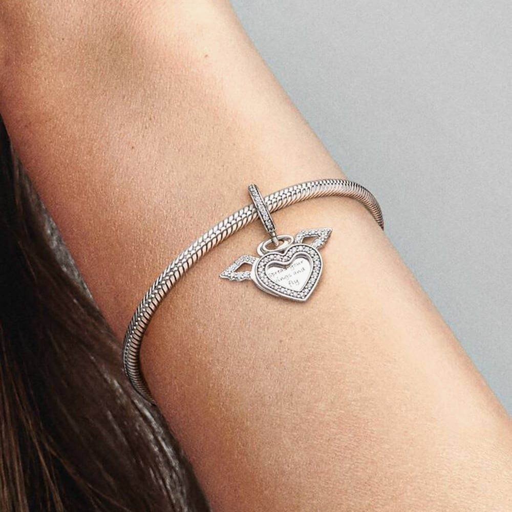 PANDORA 798485C01 Heart & Angel Wings Dangle Charm - thbaker.co.uk