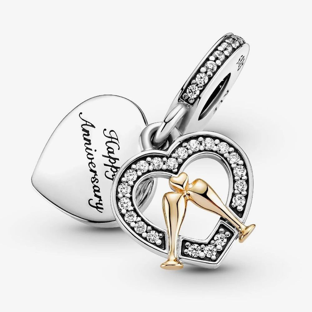 PANDORA 799322C01 Two Tone Happy Anniversary Dangle Charm - thbaker.co.uk
