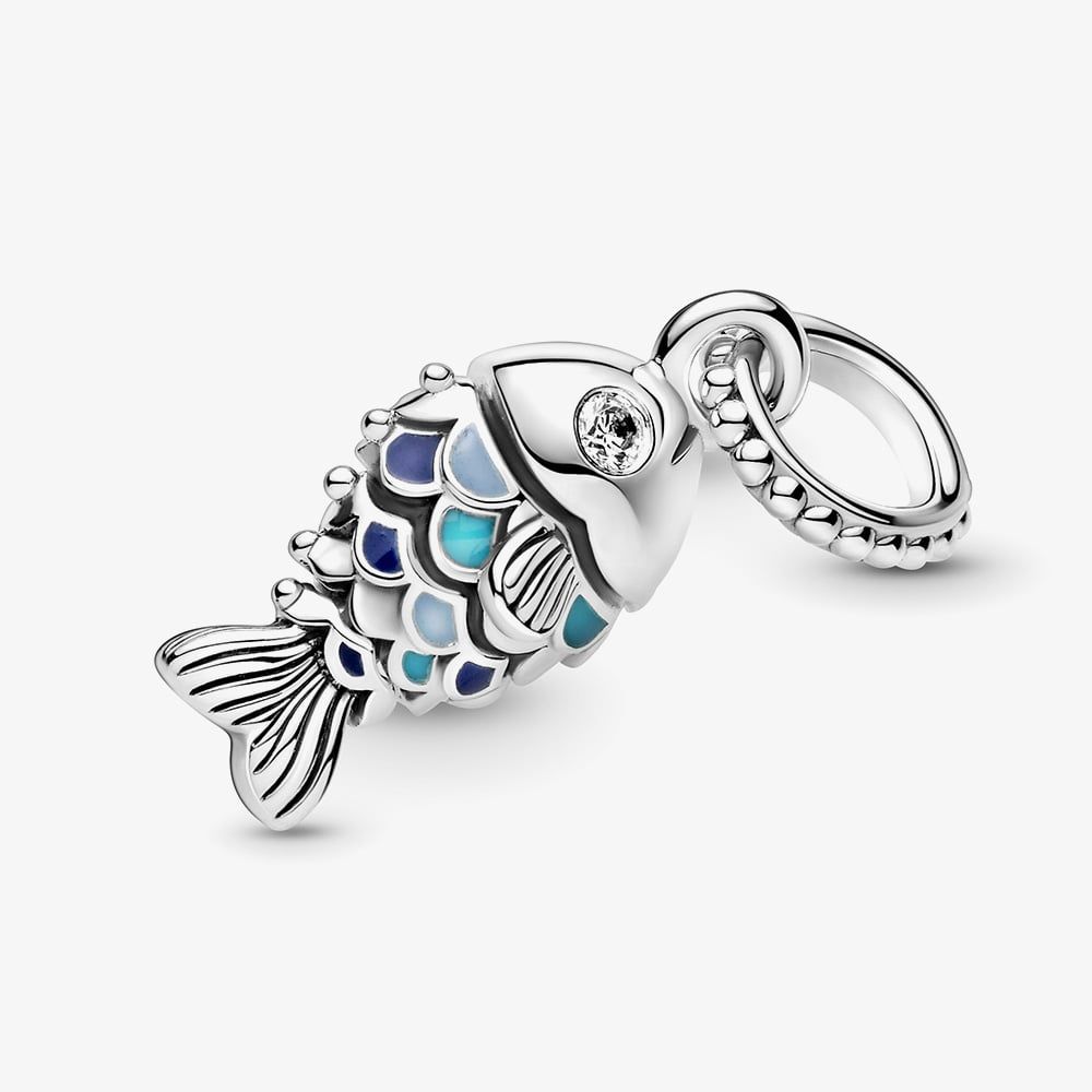 PANDORA 799428C01 Blue Scaled Fish Dangle Charm - thbaker.co.uk
