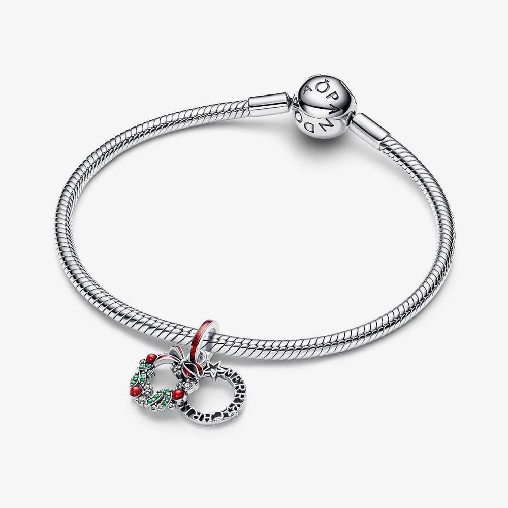 PANDORA 794238C01 Holiday Wreath Double Dangle Charm - thbaker.co.uk