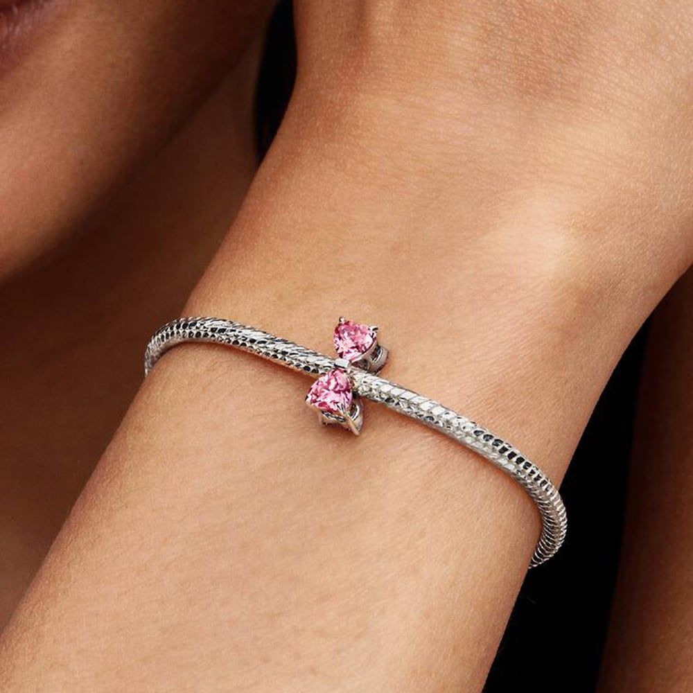 PANDORA 794253C01 Timeless Pink Cubic Zirconia Bow Charm - thbaker.co.uk