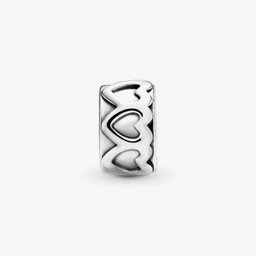 PANDORA 791978 Silver Band Of Hearts Clip Charm - thbaker.co.uk