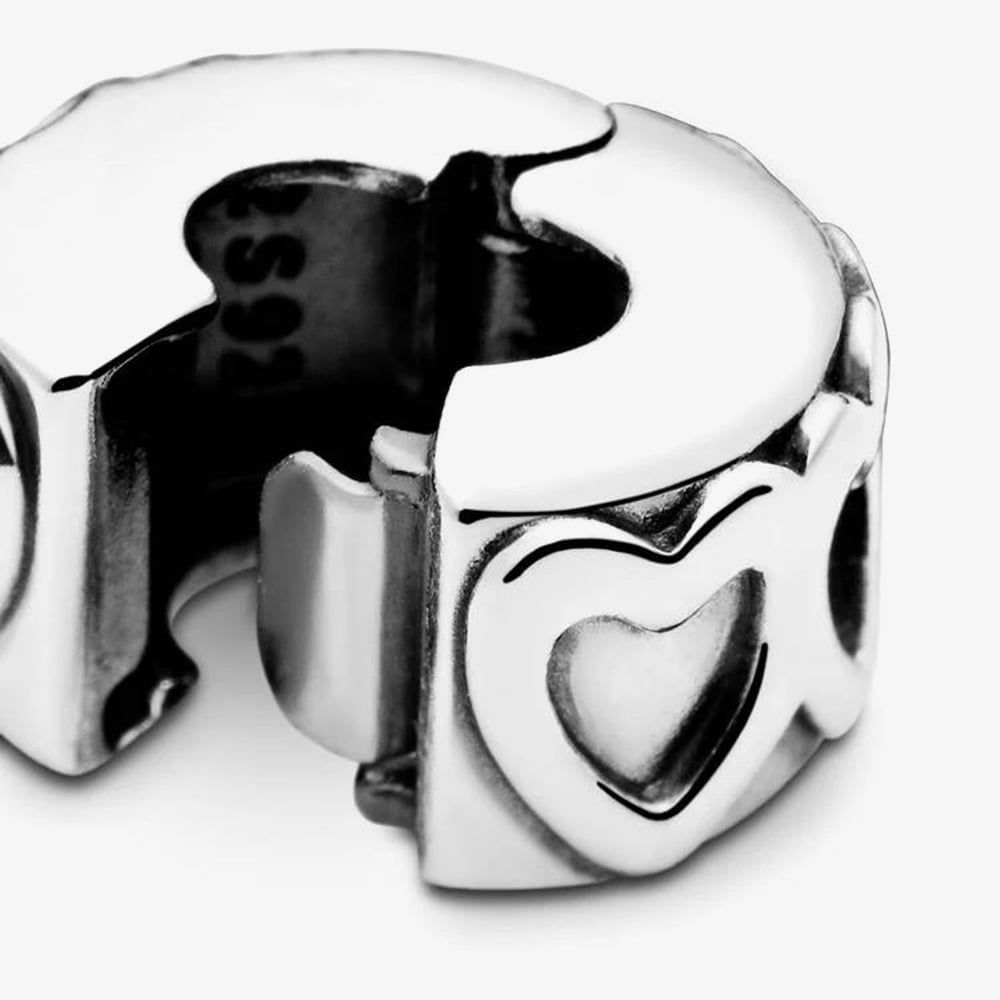 PANDORA 791978 Silver Band Of Hearts Clip Charm - thbaker.co.uk