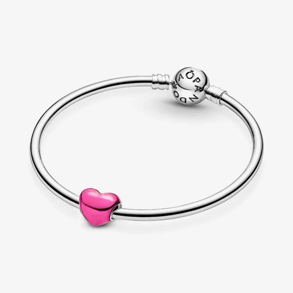 PANDORA 793337C03 Metallic Pink Heart Charm - thbaker.co.uk