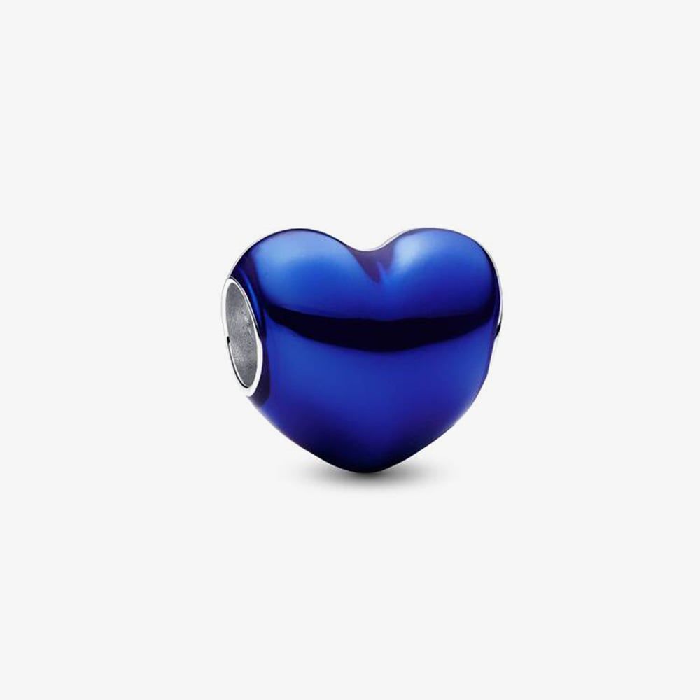 PANDORA 793337C05 Metallic Blue Heart Charm - thbaker.co.uk