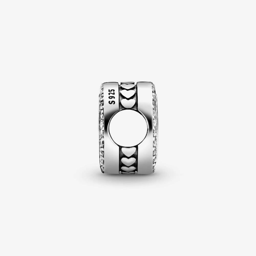 PANDORA 798747C01 Sterling Silver Sparkling Button Charm - thbaker.co.uk