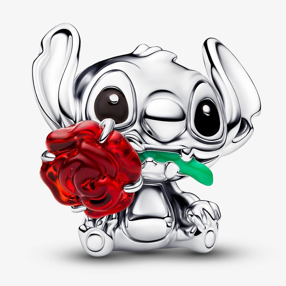 PANDORA 794378C01 Disney Stitch Murano Glass Rose Charm - thbaker.co.uk