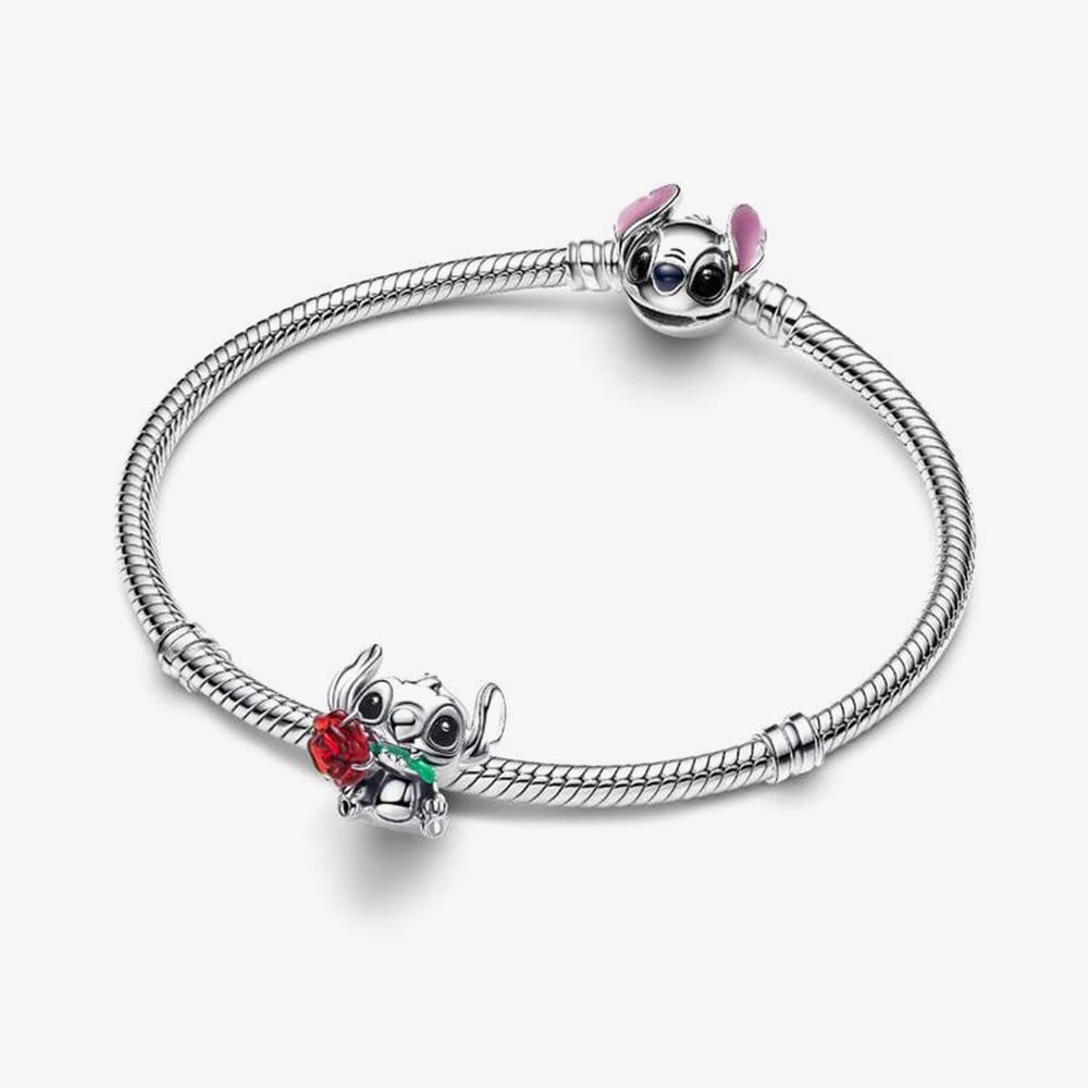 PANDORA 794378C01 Disney Stitch Murano Glass Rose Charm - thbaker.co.uk