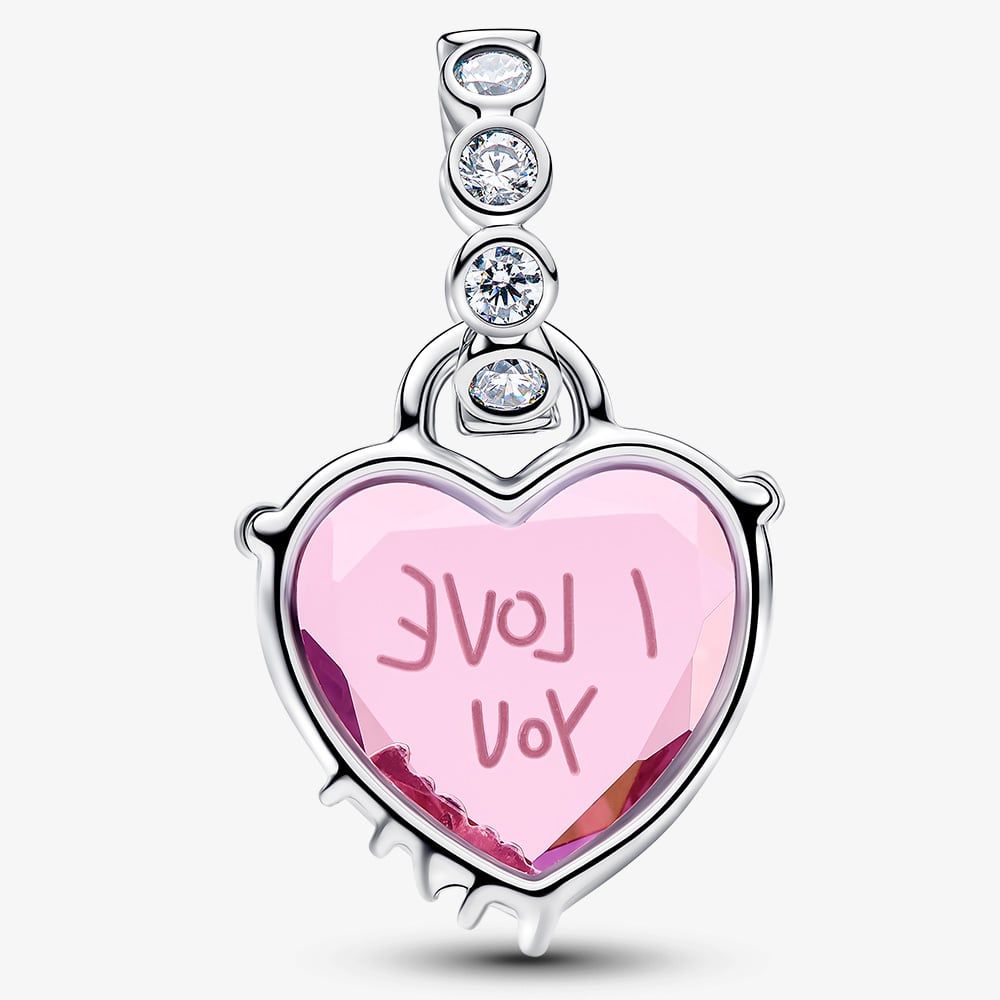 PANDORA 794464C01 I Love You Mom Pink Dangle Charm - thbaker.co.uk
