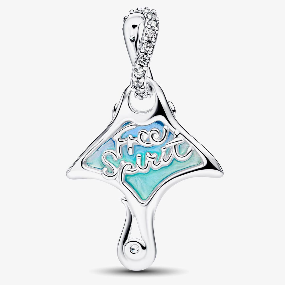 PANDORA 794685C01 Silver & Cubic Zirconia Manta Ray Dangle Charm