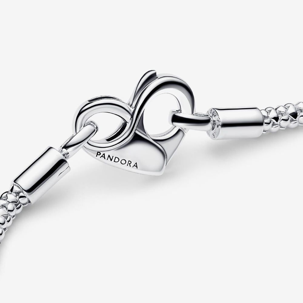 PANDORA 592453C00 Moments Silver Stud Chain Heart Clasp Bracelet