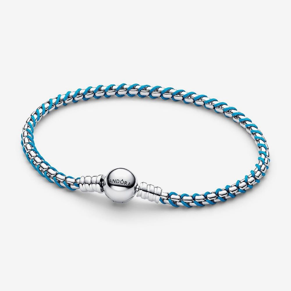 PANDORA 593816C01 Blue Cord Snake Chain Bracelet - thbaker.co.uk