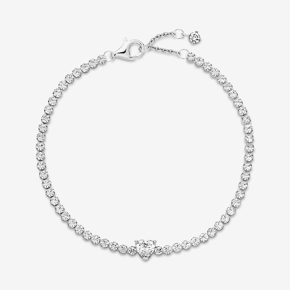 PANDORA 590041C01 Silver Heart Cubic Zirconia Bracelet - thbaker.co.uk